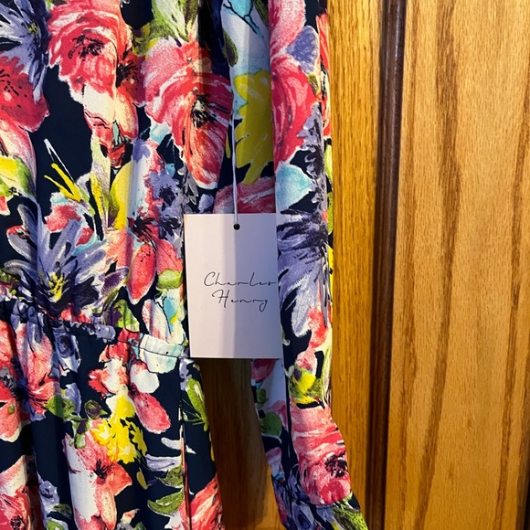 NWT Charles Henry Floral Long Sleeve Button Down Cinch Waist Dress - Sz XS - Picture 3 of 6